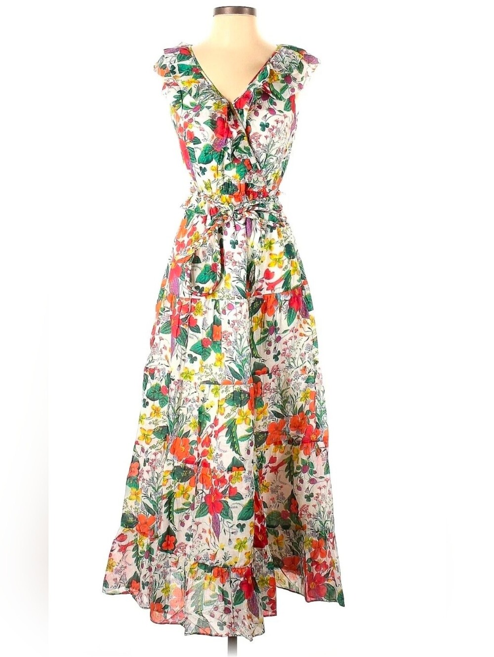 NWT J.Crew Ruffle-front Maxi in Ratti Island Botanical Print Cotton Dress 8 - Picture 5 of 7